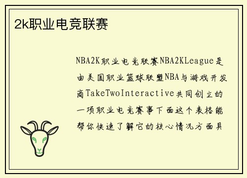 2k职业电竞联赛