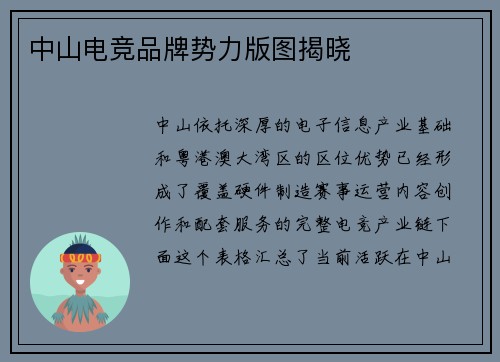 中山电竞品牌势力版图揭晓