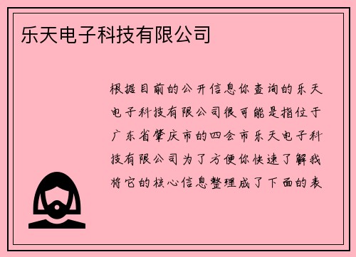 乐天电子科技有限公司